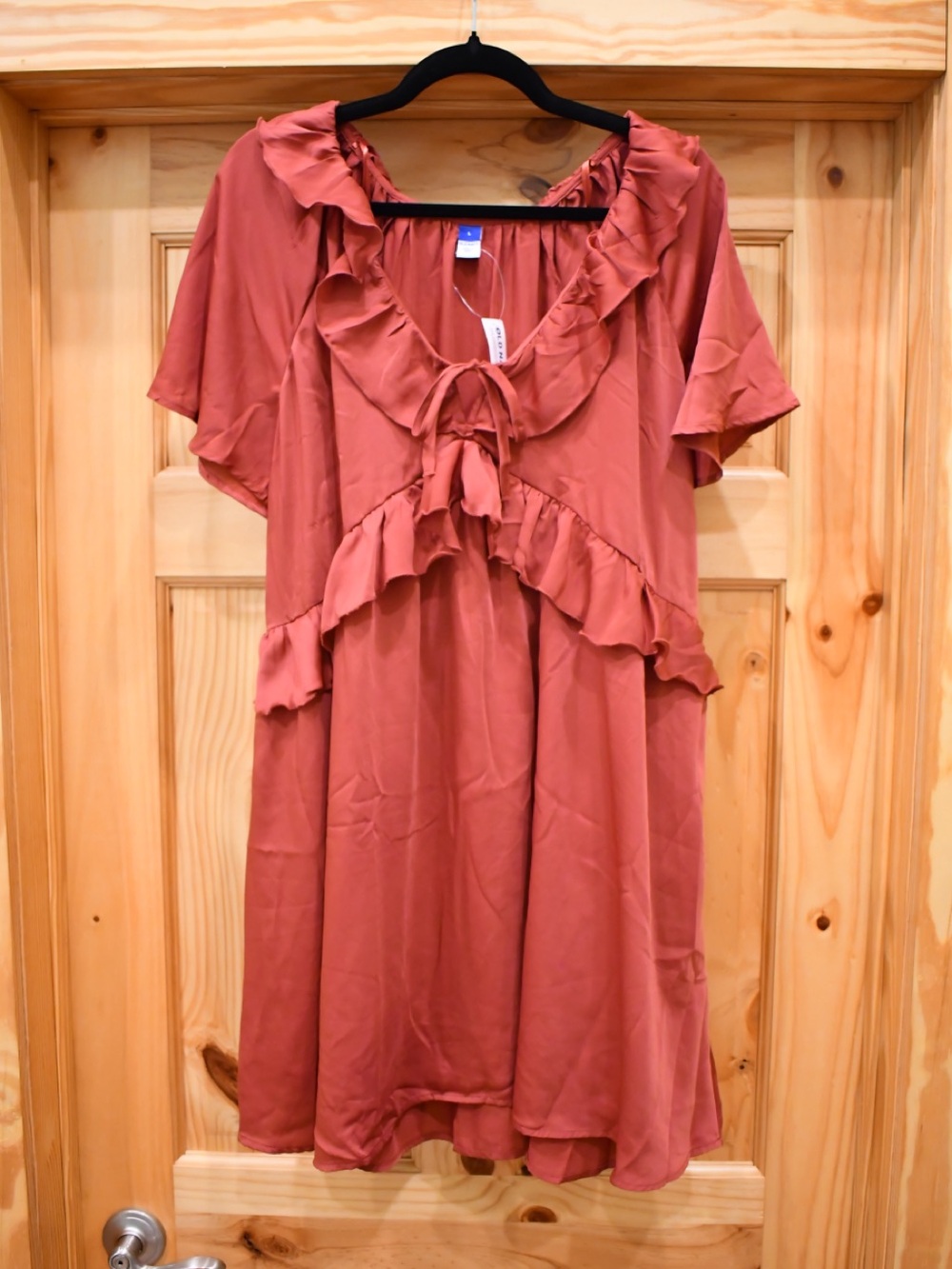 NWT✨ Old Navy Satin Ruffle Mini Tie-Front Wrap Dress L - Picture 2 of 6
